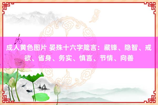 成人黄色图片 晏殊十六字箴言：藏锋、隐智、戒欲、省身、务实、慎言、节情、向善