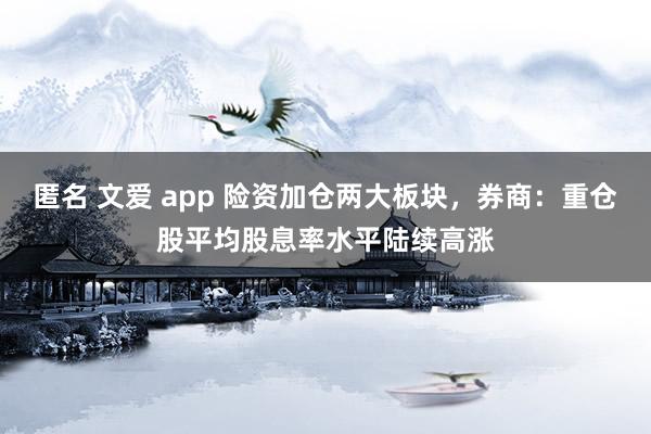 匿名 文爱 app 险资加仓两大板块，券商：重仓股平均股息率水平陆续高涨