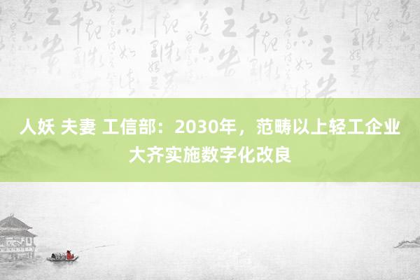 人妖 夫妻 工信部：2030年，范畴以上轻工企业大齐实施数字化改良