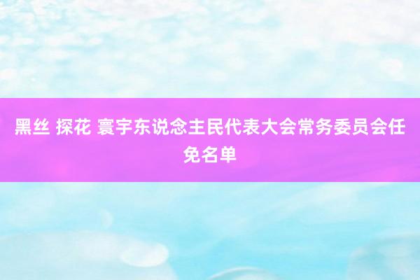 黑丝 探花 寰宇东说念主民代表大会常务委员会任免名单