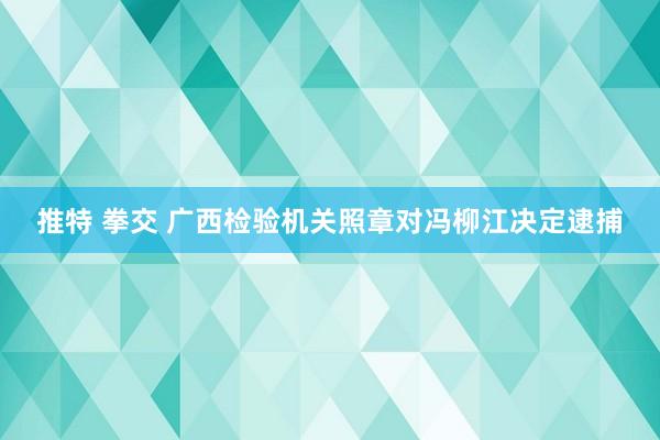 推特 拳交 广西检验机关照章对冯柳江决定逮捕