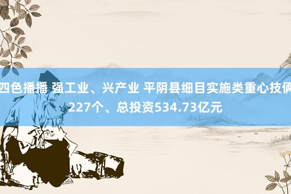 四色播播 强工业、兴产业 平阴县细目实施类重心技俩227个、总投资534.73亿元