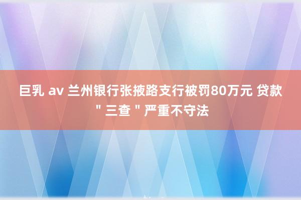 巨乳 av 兰州银行张掖路支行被罚80万元 贷款＂三查＂严重不守法