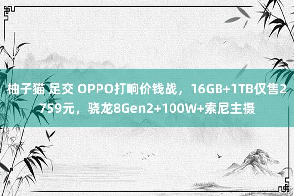 柚子猫 足交 OPPO打响价钱战，16GB+1TB仅售2759元，骁龙8Gen2+100W+索尼主摄