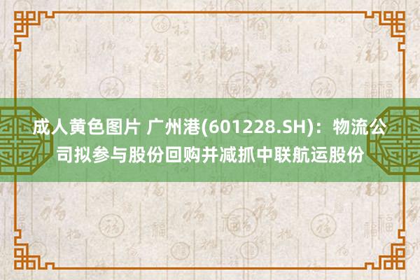 成人黄色图片 广州港(601228.SH)：物流公司拟参与股份回购并减抓中联航运股份