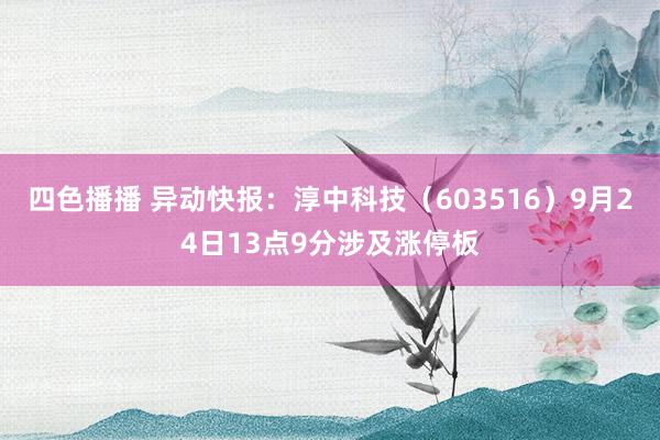 四色播播 异动快报：淳中科技（603516）9月24日13点9分涉及涨停板