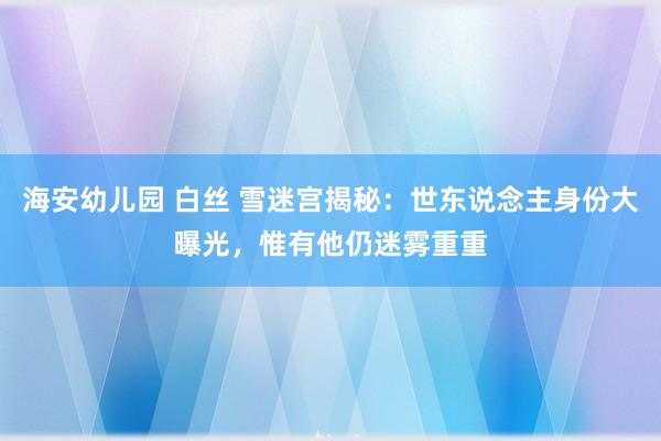 海安幼儿园 白丝 雪迷宫揭秘：世东说念主身份大曝光，惟有他仍迷雾重重