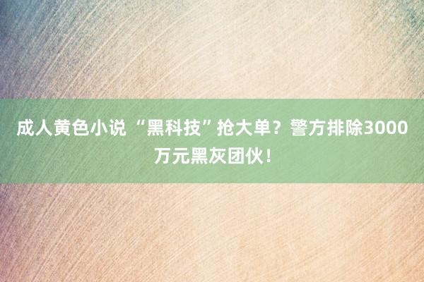 成人黄色小说 “黑科技”抢大单？警方排除3000万元黑灰团伙！