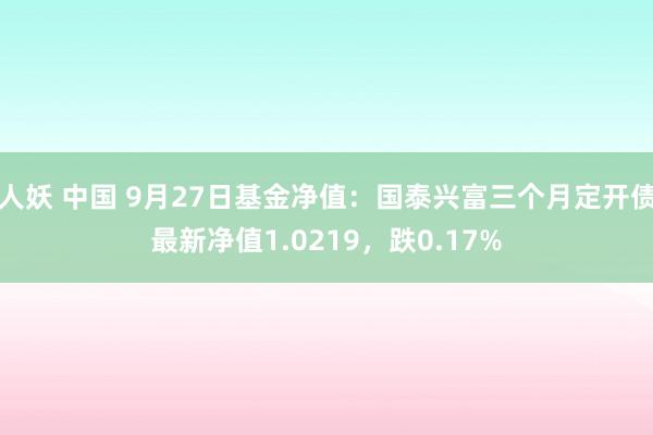 人妖 中国 9月27日基金净值：国泰兴富三个月定开债最新净值1.0219，跌0.17%