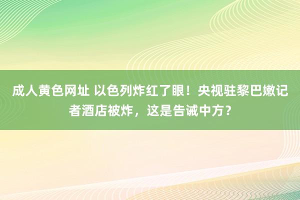 成人黄色网址 以色列炸红了眼！央视驻黎巴嫩记者酒店被炸，这是告诫中方？