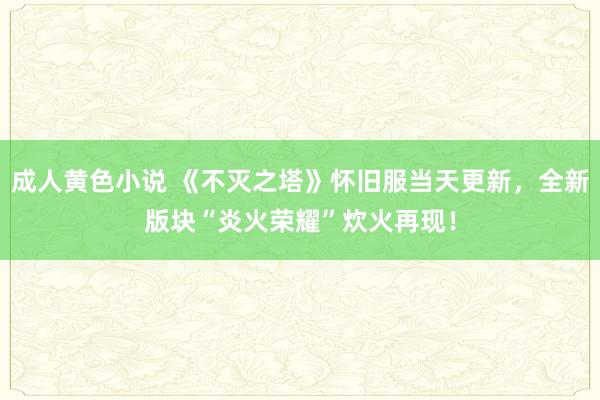 成人黄色小说 《不灭之塔》怀旧服当天更新，全新版块“炎火荣耀”炊火再现！