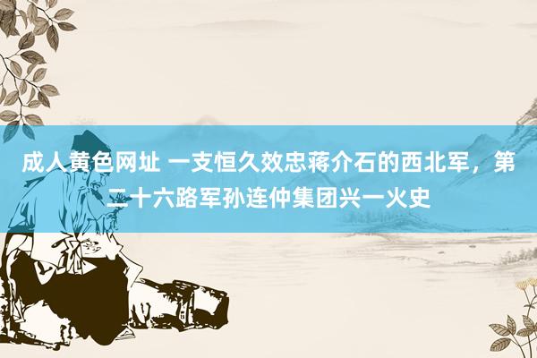 成人黄色网址 一支恒久效忠蒋介石的西北军，第二十六路军孙连仲集团兴一火史