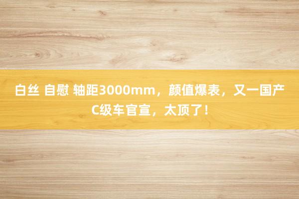 白丝 自慰 轴距3000mm，颜值爆表，又一国产C级车官宣，太顶了！