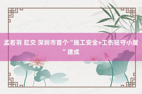 孟若羽 肛交 深圳市首个“施工安全+工伤驻守小屋”建成