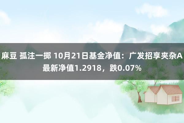 麻豆 孤注一掷 10月21日基金净值：广发招享夹杂A最新净值1.2918，跌0.07%