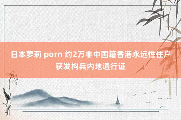 日本萝莉 porn 约2万非中国籍香港永远性住户获发构兵内地通行证