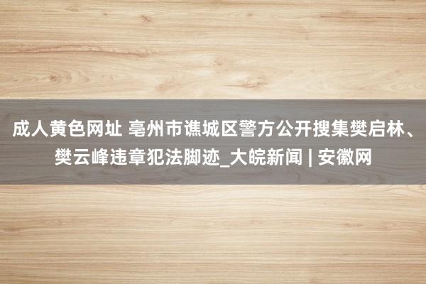 成人黄色网址 亳州市谯城区警方公开搜集樊启林、樊云峰违章犯法脚迹_大皖新闻 | 安徽网