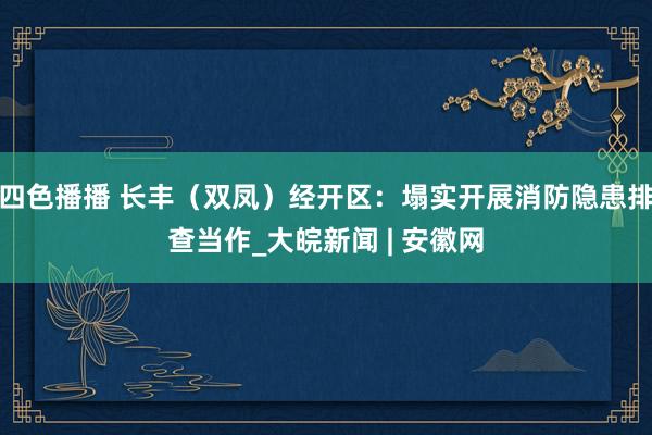 四色播播 长丰（双凤）经开区：塌实开展消防隐患排查当作_大皖新闻 | 安徽网