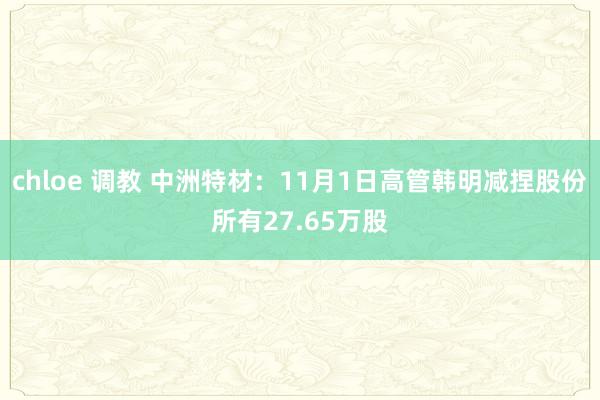 chloe 调教 中洲特材：11月1日高管韩明减捏股份所有27.65万股