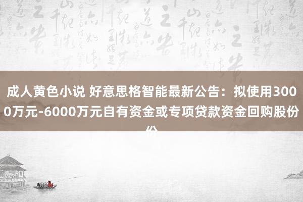 成人黄色小说 好意思格智能最新公告：拟使用3000万元-6000万元自有资金或专项贷款资金回购股份