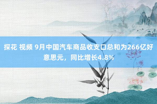 探花 视频 9月中国汽车商品收支口总和为266亿好意思元，同比增长4.8%