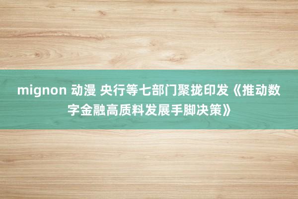 mignon 动漫 央行等七部门聚拢印发《推动数字金融高质料发展手脚决策》