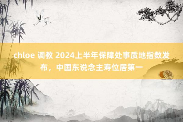 chloe 调教 2024上半年保障处事质地指数发布，中国东说念主寿位居第一