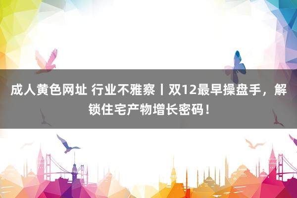 成人黄色网址 行业不雅察丨双12最早操盘手，解锁住宅产物增长密码！