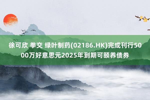 徐可欣 拳交 绿叶制药(02186.HK)完成刊行5000万好意思元2025年到期可颐养债券