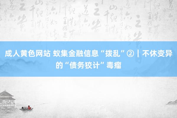 成人黄色网站 蚁集金融信息“拨乱”②｜不休变异的“债务狡计”毒瘤