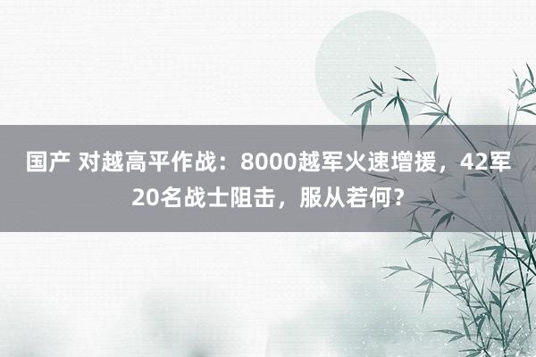 国产 对越高平作战：8000越军火速增援，42军20名战士阻击，服从若何？