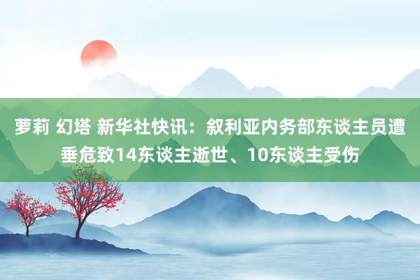 萝莉 幻塔 新华社快讯：叙利亚内务部东谈主员遭垂危致14东谈主逝世、10东谈主受伤