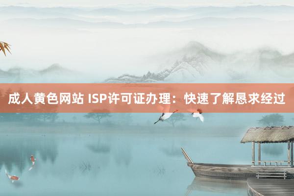 成人黄色网站 ISP许可证办理：快速了解恳求经过