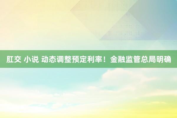 肛交 小说 动态调整预定利率！金融监管总局明确