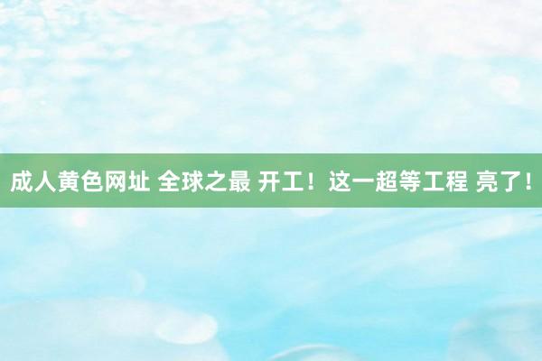 成人黄色网址 全球之最 开工！这一超等工程 亮了！