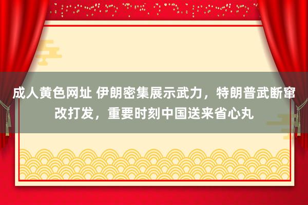 成人黄色网址 伊朗密集展示武力，特朗普武断窜改打发，重要时刻中国送来省心丸